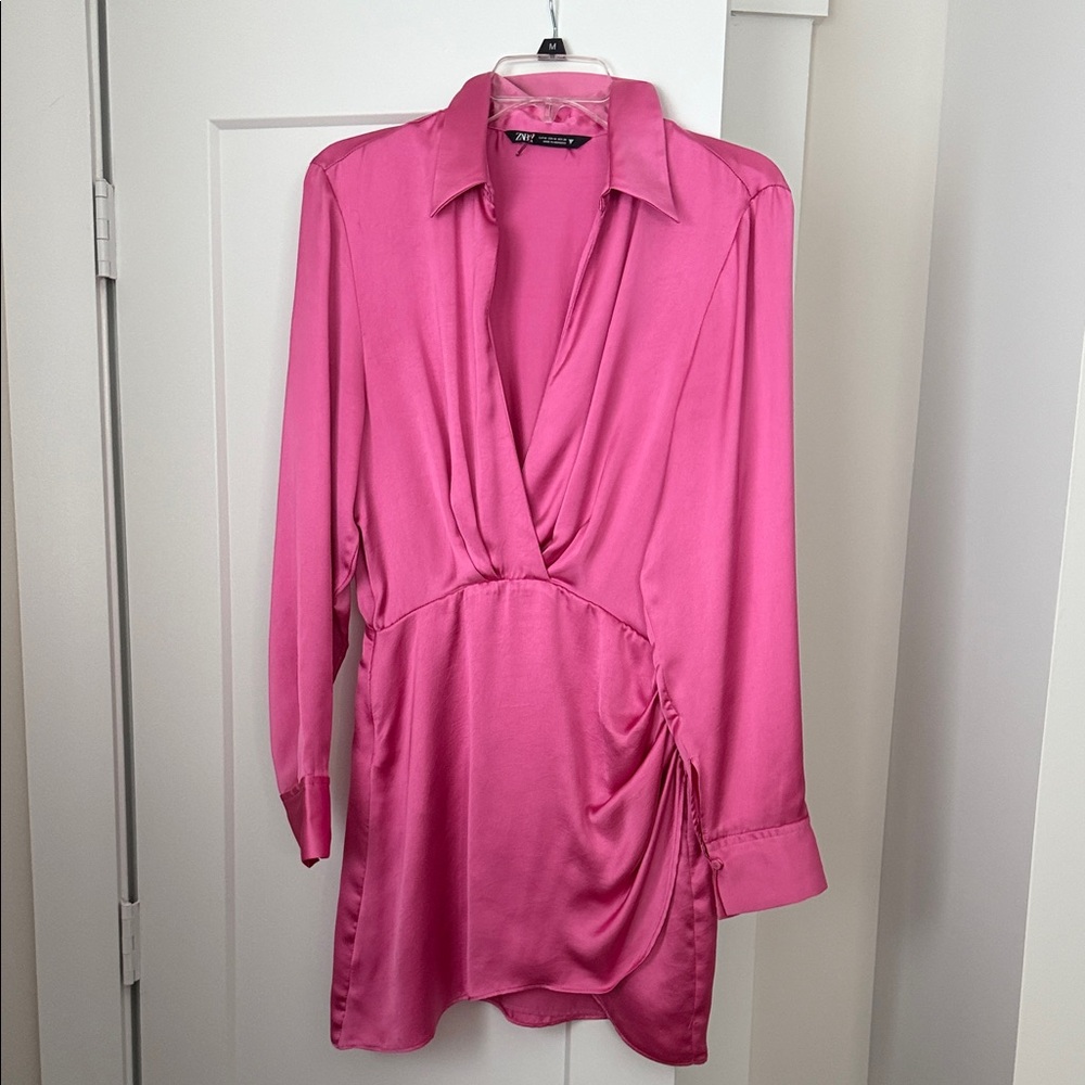 Zara pink satin dress size medium